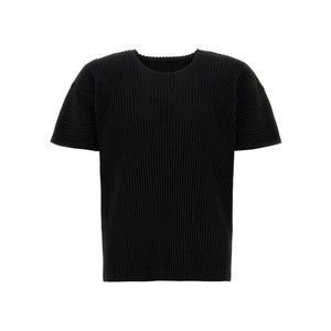 Homme Plissé Issey Miyake Pleated Black T-Shirt With Crew Neck - NWT